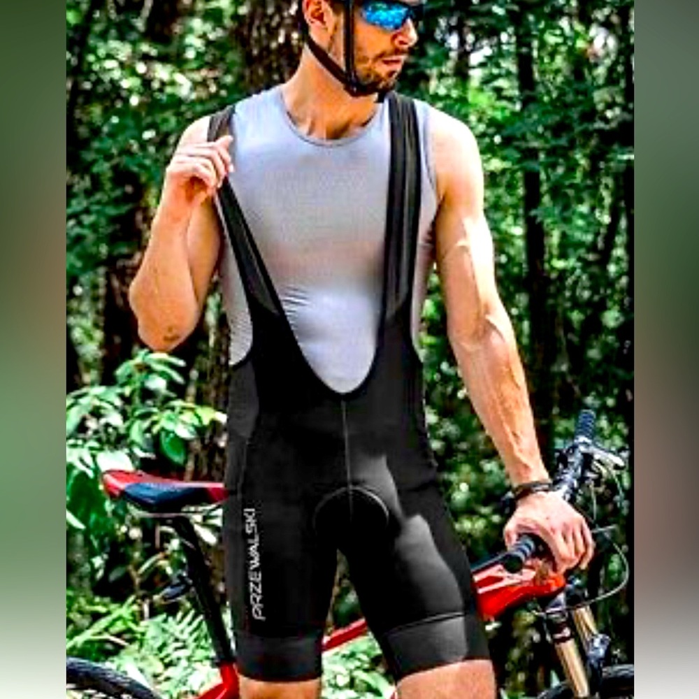 PRZEWALSKY Men Padded Cycling Bib Suspender Shorts